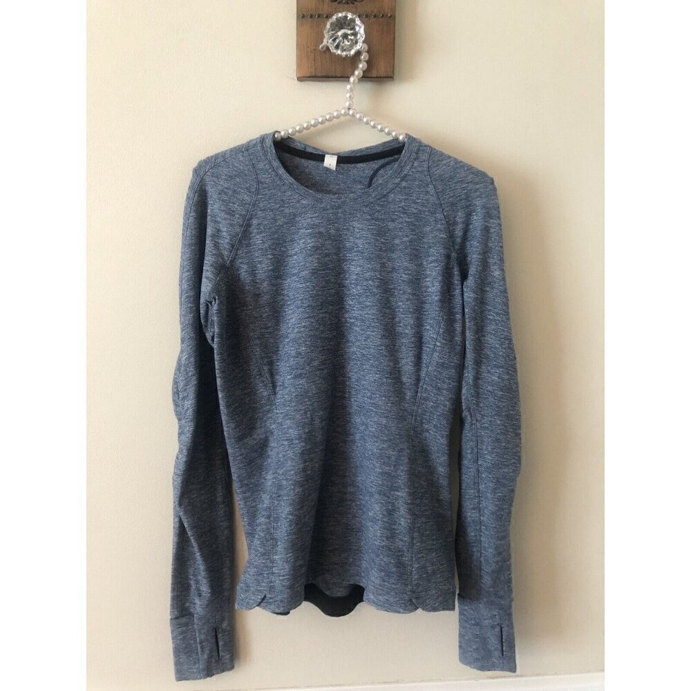 Lululemon Womens Size 8 Runderful Long Sleeve Shirt Heathered Blue